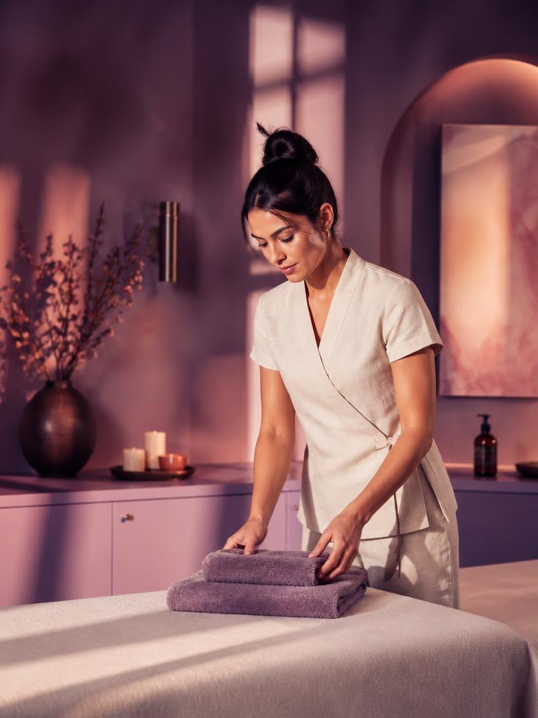 Therapist preparing a treatment room